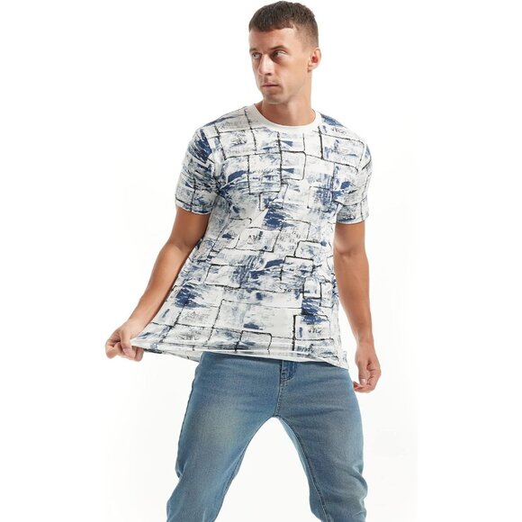 Men White Hipster Hip Hop Short Sleeve Print T Shirt Casual Streetwear Style - Picture 4 of 5